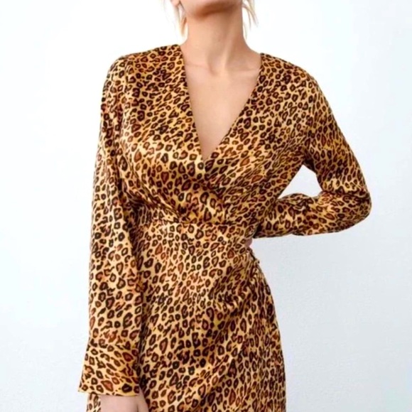 NWOT Zara satin leopard print dress - Picture 1 of 7